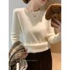 Autumn and winter fleece thickened sweater women's soft waxy warm inner long-sleeved integrated fleece bottoming shirt basic knitted top
