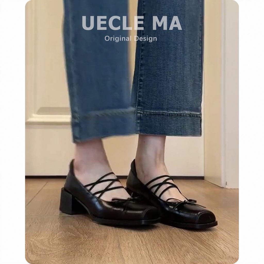 Sheepskin~ French single shoes women's thick heels are beautiful and not tired of high heels ballet shoes retro bow Mary Jane shoes