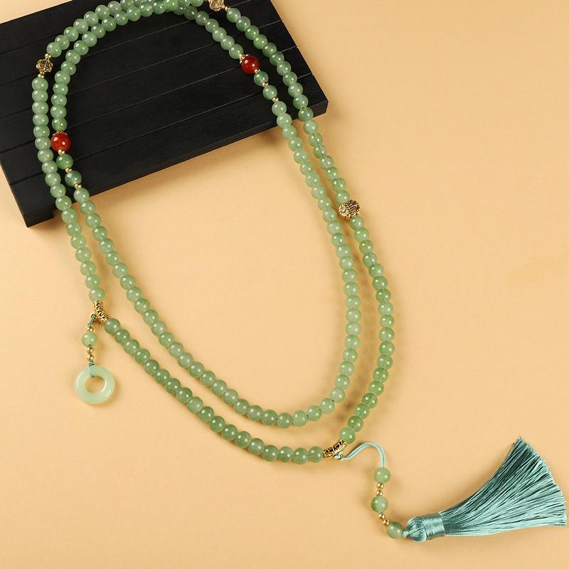 

Новое ожерелье в китайском стиле со 108 бусинами и бахромой, высококачественное, ретро, длинная цепочка-мессенджер, цепочка для свитера, аксессуары для женщин