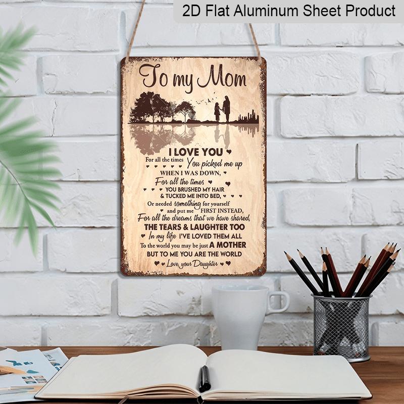2D Flat, 1pc To My Mom Metal Wall Plaque - Parent-Child Silhouette Aluminium Sign with Heartfelt Message, Durable Wall-Mounted Decoration Suitable