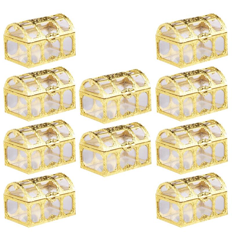 10pcs Candy Box Treasure Chest Shape Sugar Containers Holder Gift Storage Case Party Wedding Hand Gift Hollow Candy Box