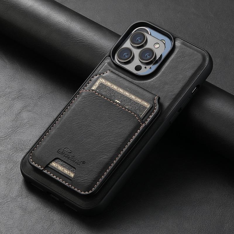 

Business Card Magnetic Apple 15promax Phone Case, Suitable for IPhone14 Stand, Anti-drop 13 High-end Leather Case iPhone 15 Pro max 6.7 inches