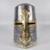Medieval Crusader Helmet, Templar Helmet, Templar Knight Helmet Brass Cross, Medieval Armor Silver Finish Cosplay Helmet