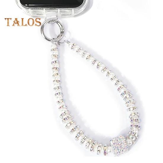 Cinturino da polso per cellulare con perline finte, ciondolo antifurto per telefono, cinturino per telefono con strass e mani libere alla moda