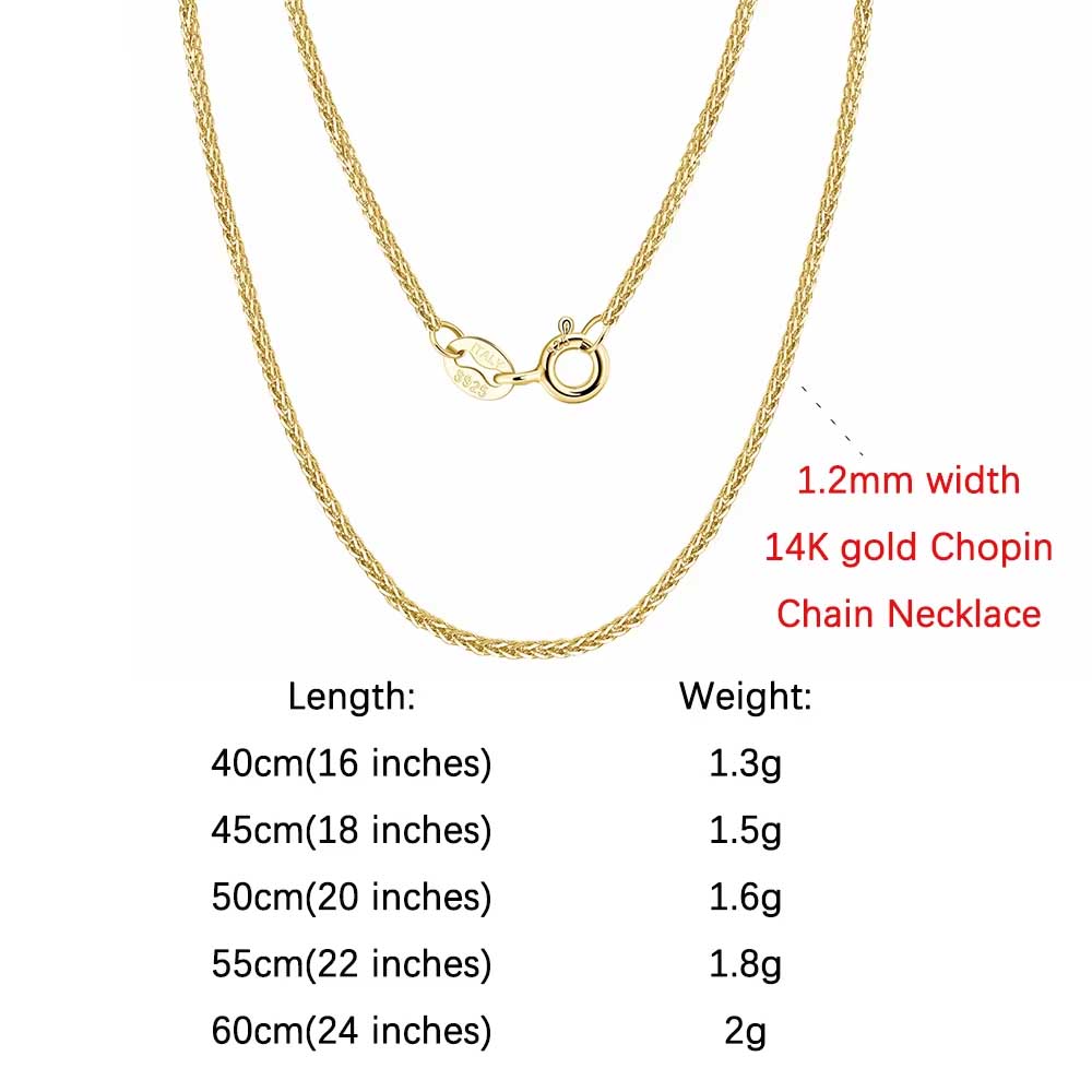 Rinntin 925 Silver Italian Handmade 1.2mm Chopin Chain Necklace for Women Fashion Simple Basic Neck Chain Jewelry SC53