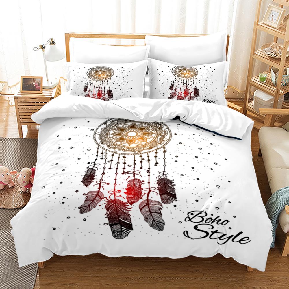 Dreamcatcher Duvet Cover Set Bohemian Mandala Bedding Set For Girls Adults Purple Polyester Comforter Cover King Queen Full Size