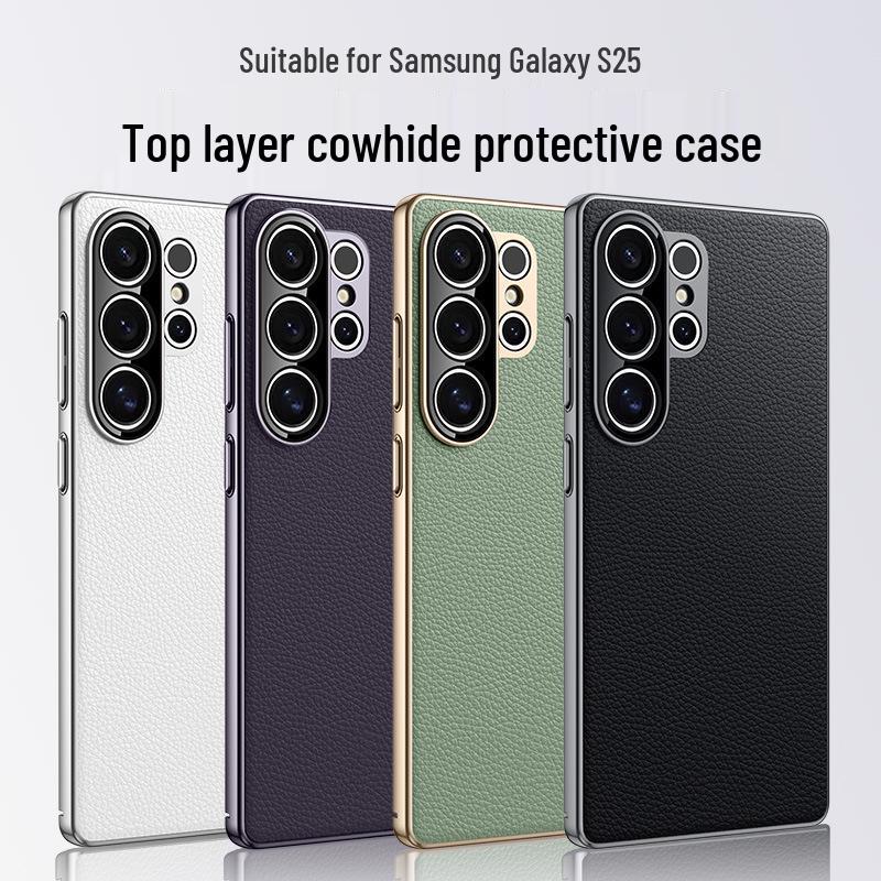 Samsung Galaxy S25/S24 Ultra Genuine Leather Protective Case - Full Coverage, Anti-Drop Business Cover.