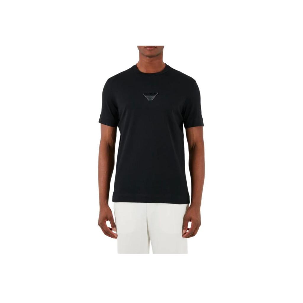 Emporio Armani Solid Color Round Neck Logo Fitted Short Sleeve T-Shirt Men tops Black 3D1TH0-1JOCZ-0999