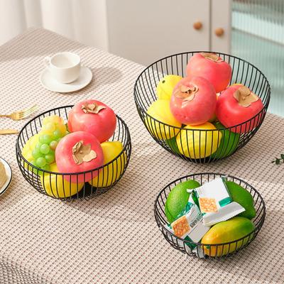 Household Fruit Plate Thickened Iron Fruit Bowl with Large-Capacity Draining Design for Kitchen Countertop Storage Anti-Rust Snack Basket