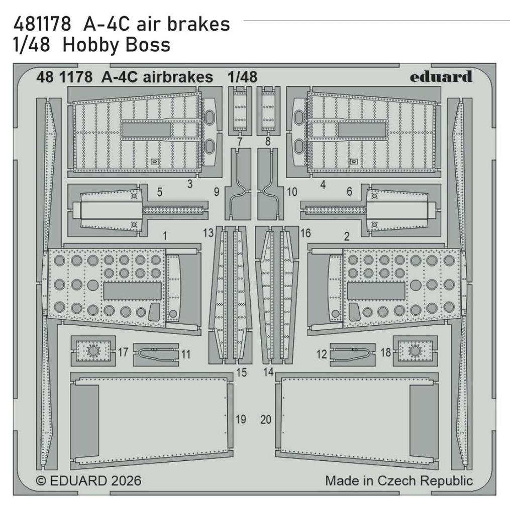 eduard Skyhawk Air Brake Etching Parts Hobby Plastic Model Kit Parts EDU481178 1/48 A-4C (for Boss) (Airplane)
