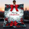 1pc Christmas Decorations Outdoor Flannel Blanket Soft All Season Polyester Throw , Perfect for Picnics & Travel , Picnic Accessory