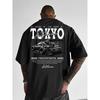 T-shirt Grafica Nera, 1 pz, Tokyo Racing Fantasia Racing Minimalista Manica Corta da Uomo