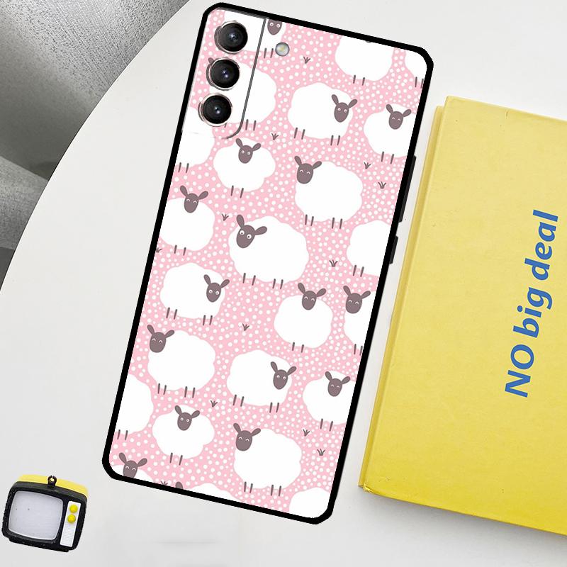Cute Sheep Case For Samsung Galaxy S23 S22 Ultra S20 S21 FE S9 S10 Plus Note 10 20 Ultra Back Cover