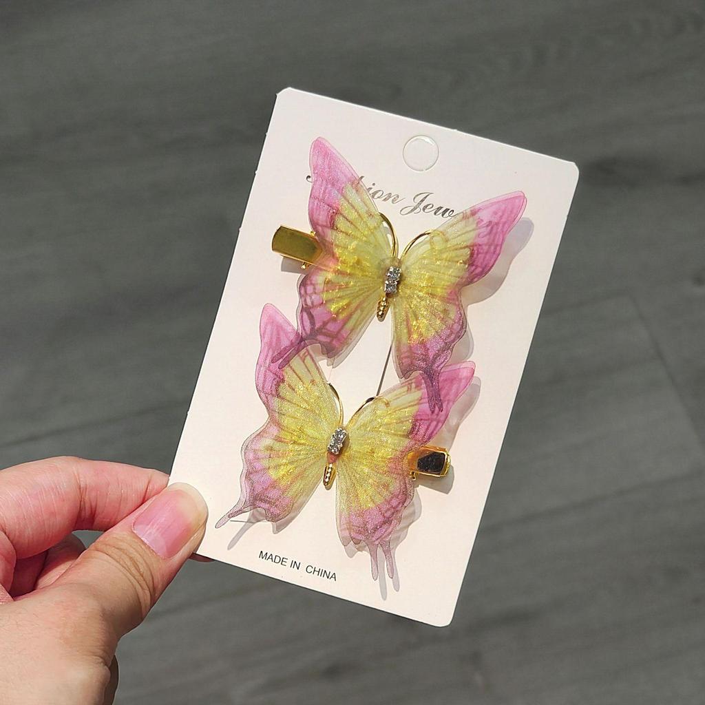 Gradient Butterfly Hairpin for Children - Cute Mesh and Alloy Duckbill Clip, Perfect for Hanfu and Fairy Styles
