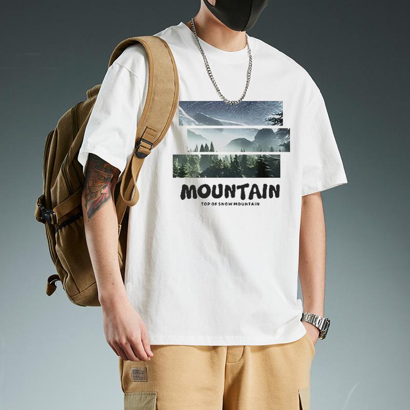 Hongkong Stil Ins Trend Retro High Street Schwergewicht Reines Baumwoll Kurzarm T-Shirt Herren Sommer Locker Vielseitiges Oberteil