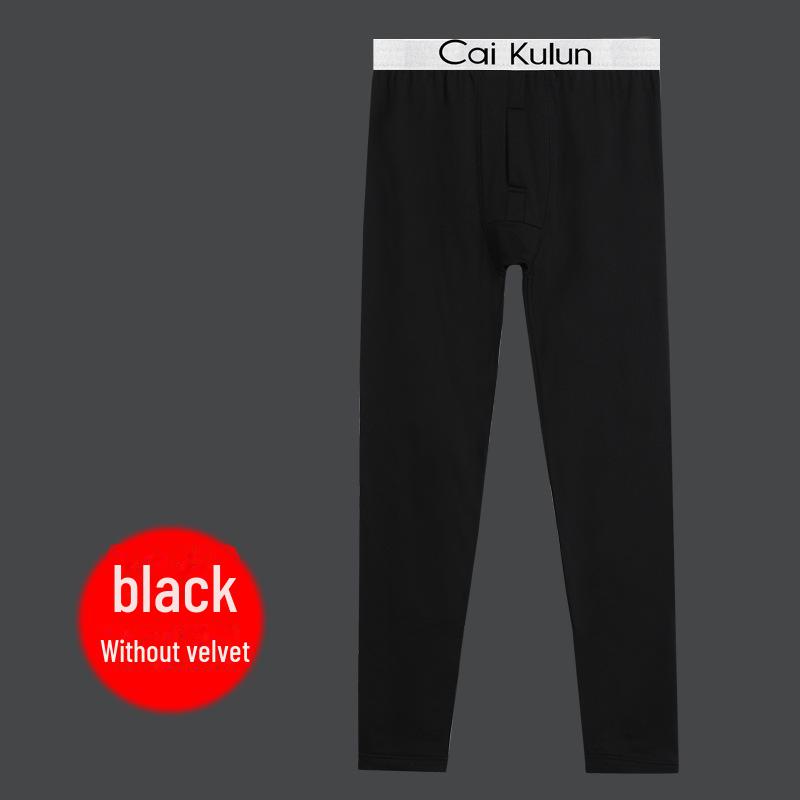 

Комплект мужского бесшовного термобелья: Осенний хлопковый свитер и брюки для молодежи — теплые и легкие. non-velvet pants, XXL чёрный