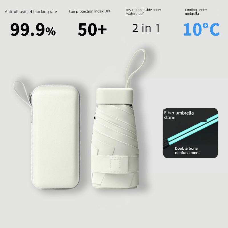 Ultra-Compact 40% off Sunshade and Rainproof Umbrella, Dual-Use Umbrella with Black Coating, Pocket-Sized Sun Umbrella, Mini Capsule Sun Protection