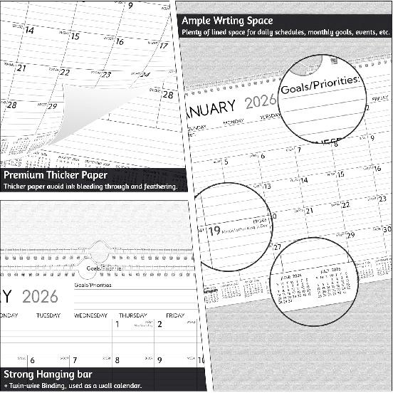 2026-2027 Wall Calendar – 2 Year Calendar 2026-2027, 14.57 X 11.42 In, Jan 2026 - Dec 2027, 2026 Calendar 24 Months, Monthly Calendar 2026, with