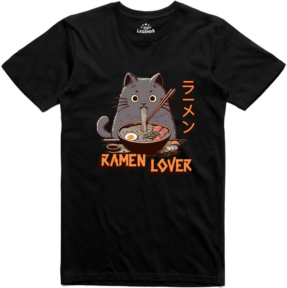 T Shirt Funny Cat RaUnisex Noodles Lover Unisexga Japanese Geek Regular Fit Tee S