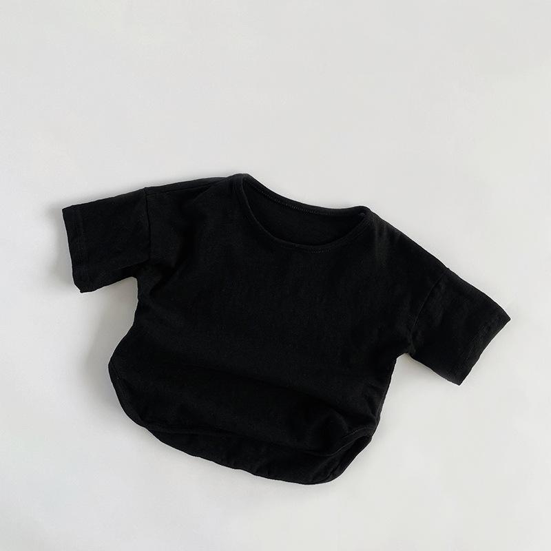 

Футболка с короткими рукавами из бамбукового хлопка, летняя, тонкая, дышащая, для мужчин и женщин, хлопковые топы, детская одежда 130 чёрный