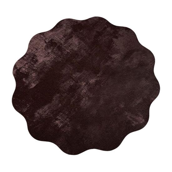 Round Wavy Flower Placemat, Waterproof Oil-Proof Placemat, Artificial Leather Heat Insulation Table Mat Coaster for Dining Table Decor S