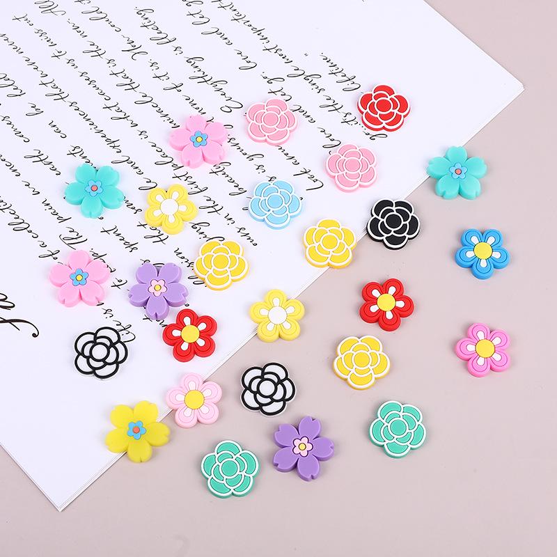 PVC Soft Rubber Hair Clips: DIY Cartoon Flower Series - Cherry Blossom & Camellia