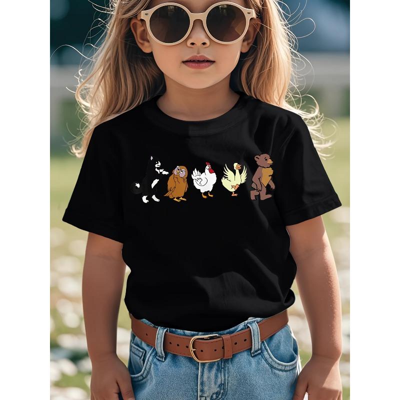 T-shirt Cartone Animato Orsetto Taglie Europee - Orso Carino, Gufo, Pulcino & Anatra Personaggi Serie TV - Manica Corta Girocollo & Abbigliamento Casual per Giocare