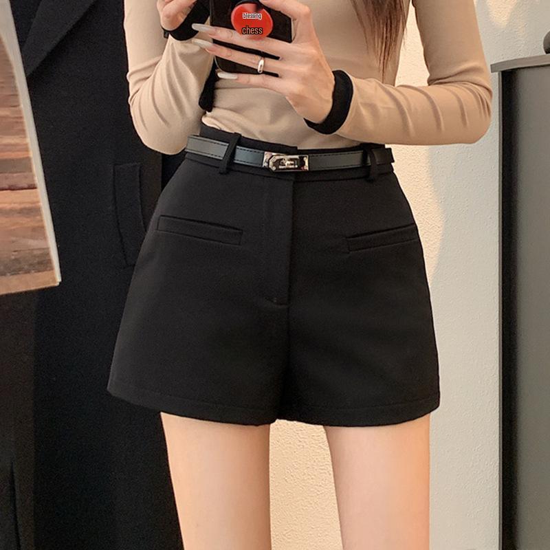 

Женские черные дышащие шорты А-силуэта с высокой талией - Универсальная повседневная верхняя одежда на весну/лето 2025 M