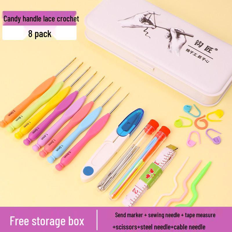 Beginner Soft-Grip Crochet Hook Set for DIY Knitting and Micro-Hooking