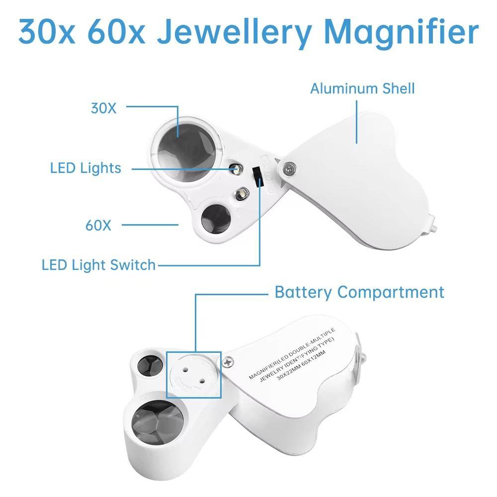 Adjustable Lighting Foldable Jewelry Magnifier Handheld Magnifier  for Jewelry Inspection