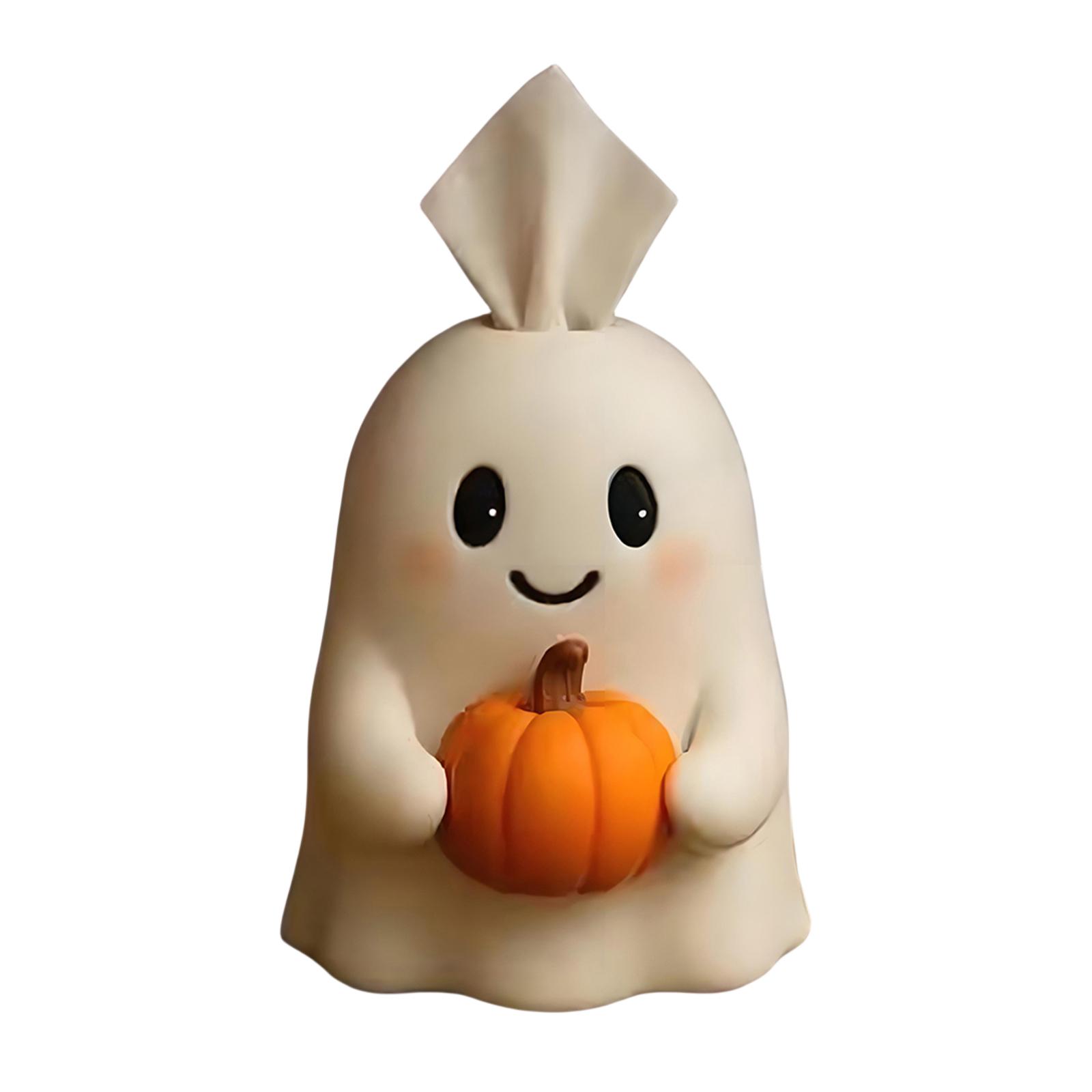

Halloween Ghost Paper Towel Holder Resin Decorative Tissue Dispenser Toilet Tissue Cover Tabletop Bathroom Accessories