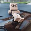 Wackelnde Füße Holzpuppe Wackelnde Holzmann-Figur mit Clip Niedlicher Holzmann für Auto Büro Schreibtisch Dekorative Ornamente