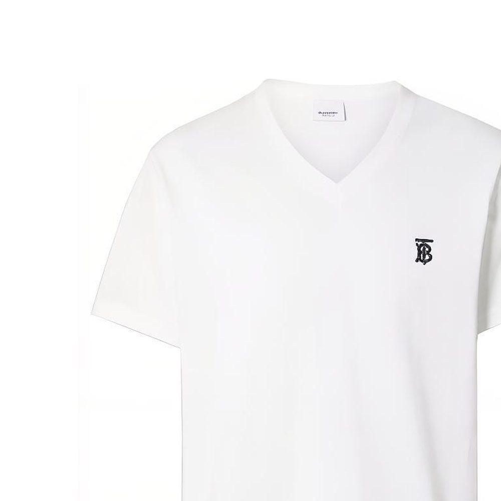 Burberry Monogram Motif Embroidered V Neck Tee 8017258-A1464