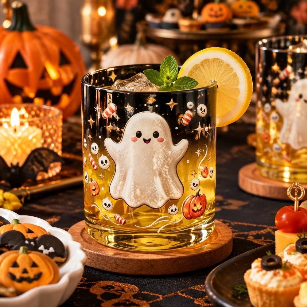 Pumpkin Skull Print Ghost Glass Cup Decorations Wine Glass Gothic Drinkware Halloween Party