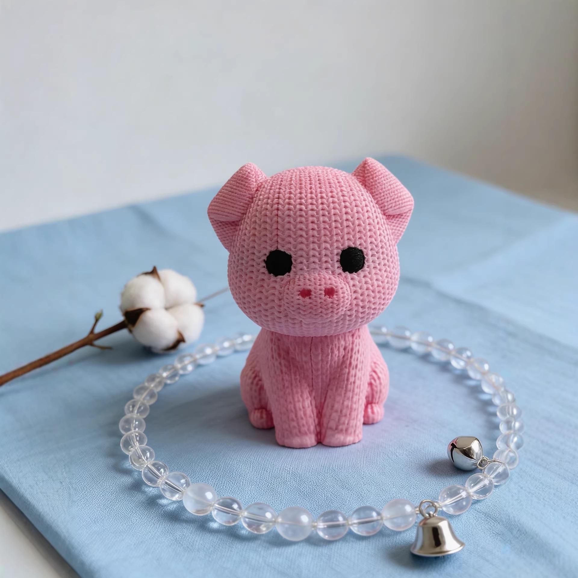 

3D Printed Cute Yarn Bear Ornament - Creative PLA Craft Doll 7x6.5x9.5 cm