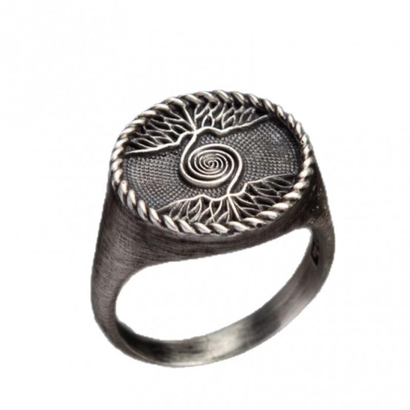 Adjustable Open Ring Men Women Vintage Tree Of Life Design Plated Geometric Leaf Band Minimalist Unique Jewelry