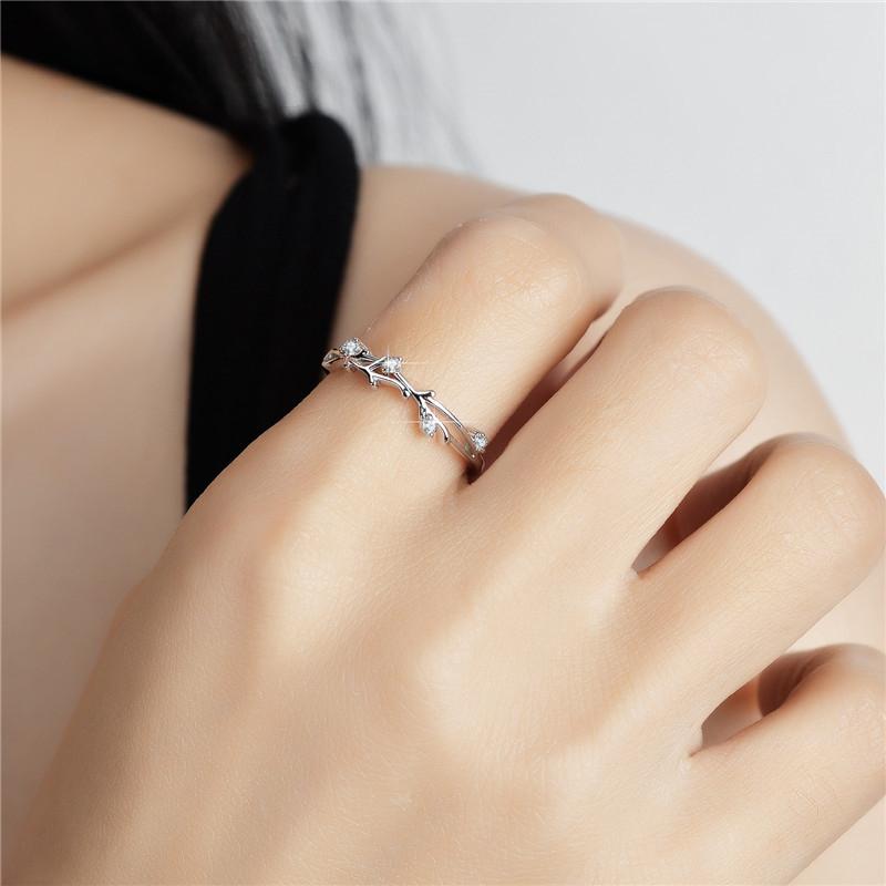 Pass Diamond Test Moissanite Ring Plated 18K White Gold 925 Sterling Silver Leaf Rings Fashion High Women Jewelry