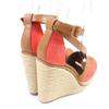 Great HERMES Sandals Leather Ankle Strap Wedge Sole Orange Leather Women 38 Used