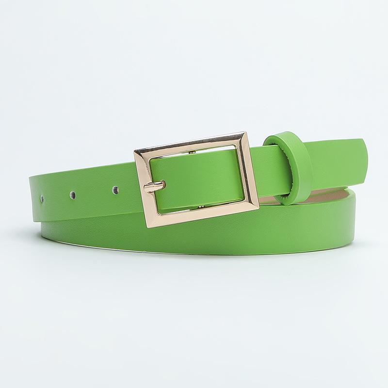 

Конфетный цвет золотая пряжка простой ремень сладкий маленький свежий декоративный ремень для платья женщины 105*2.2 зелёный