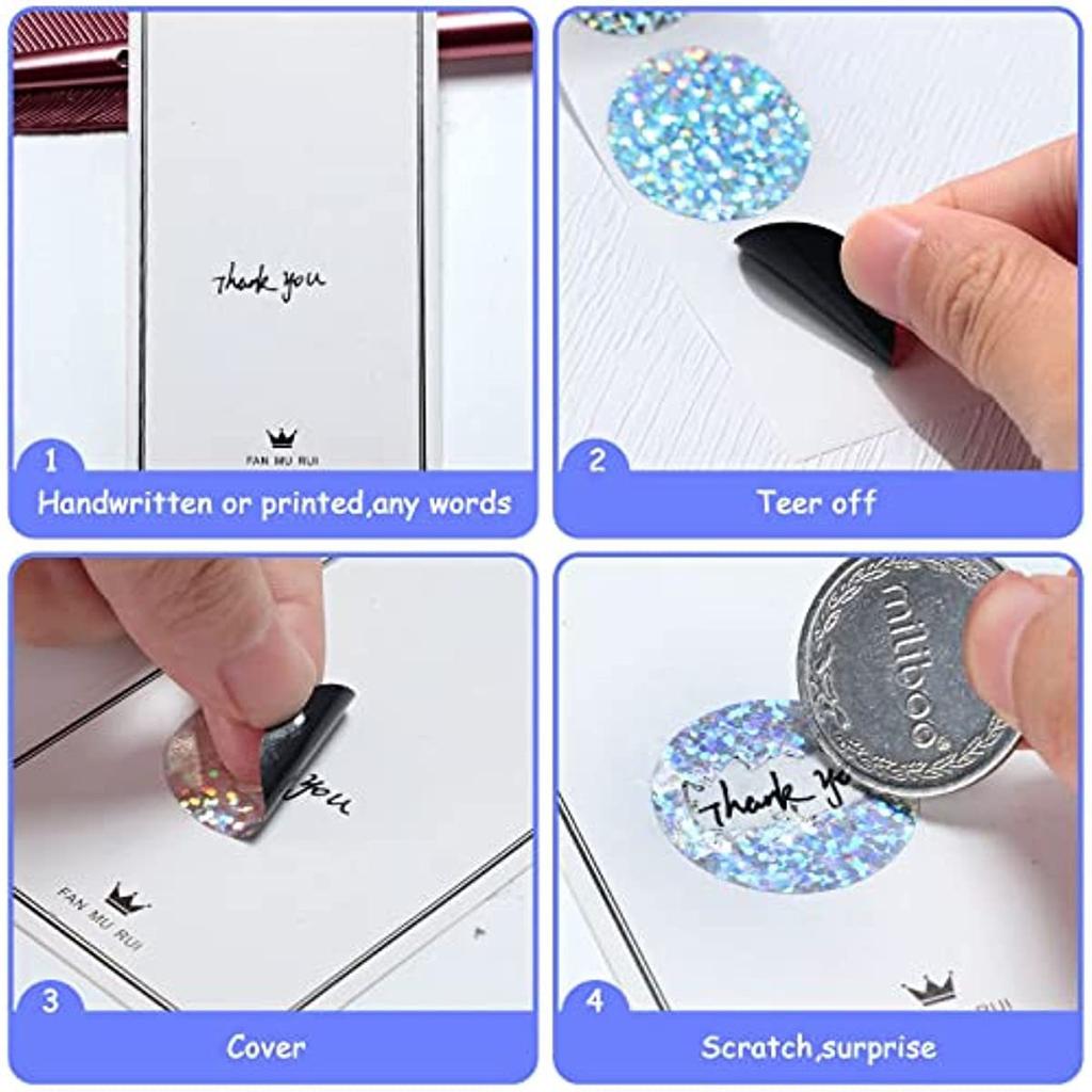 300Pcs 2.5CM Round Laser Scratch Off Stickers Surprise Labels Secret Code Cover Sticker Activity Card Self-Adhesive Sticker