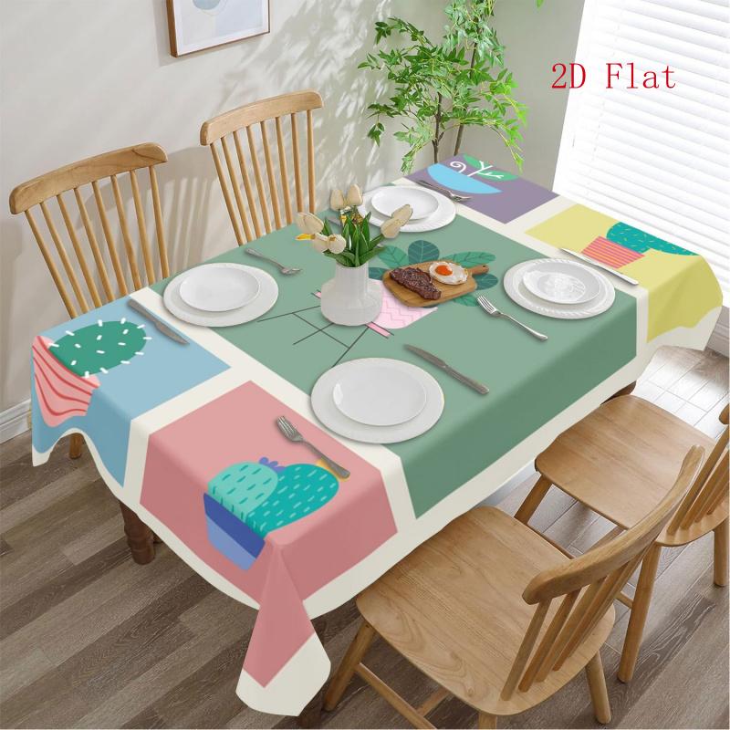 2D Flat 1pc- Rectangular Plant-patterned Tablecloth, Polyester Rectangular Tablecloth- Featuring a Simple Color Scheme and Interior Decor Style for a