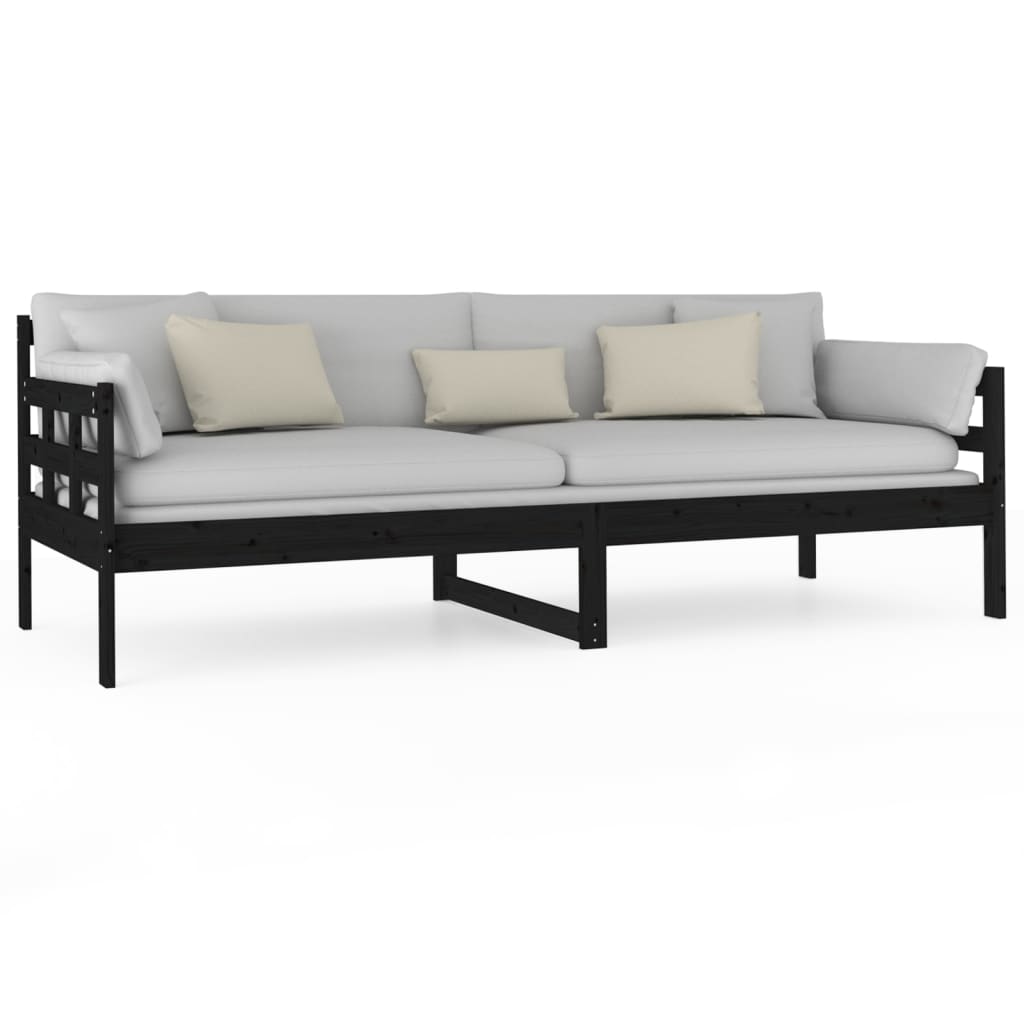 Vidaxl Daybed, Black, Solid Pine Wood, 80X200 Cm