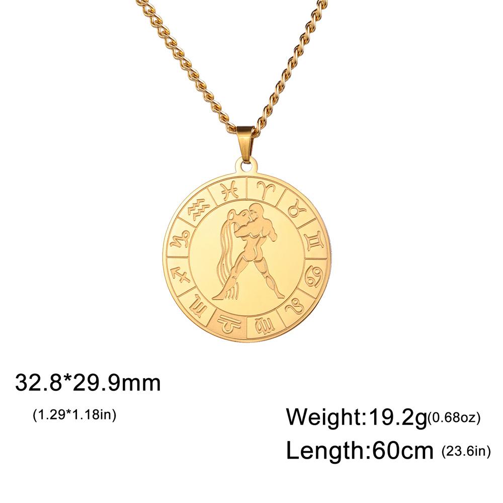 My Shape 12 Constellation Necklace Gothic Zodiac Pendant Chain Women Men Leo Aries Virgo Capricorn Birthday Jewelry Wholesale