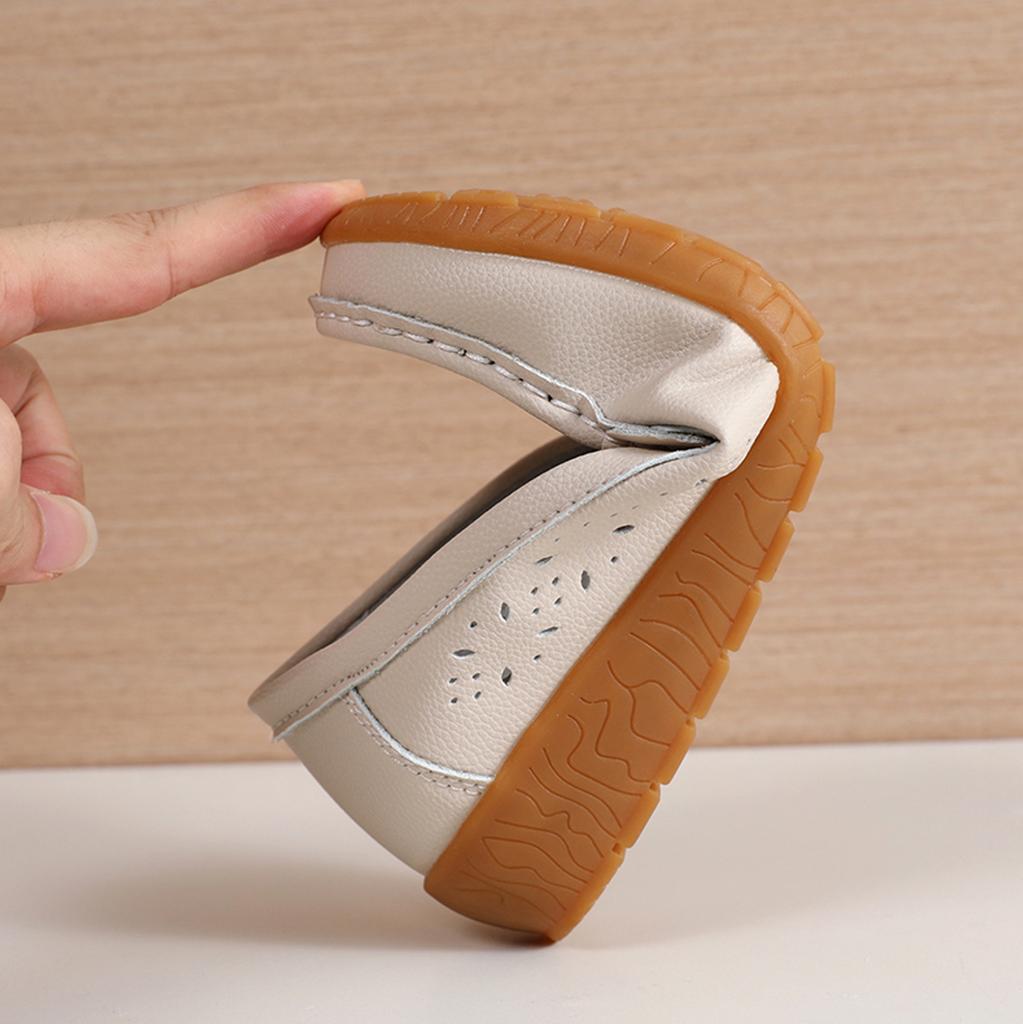 Fashion Comforty Women Shoes Lightweight Soft Leather Casual Wedges Pumps Nurse Slip On Loafers Summer Breathable Mom Shoes