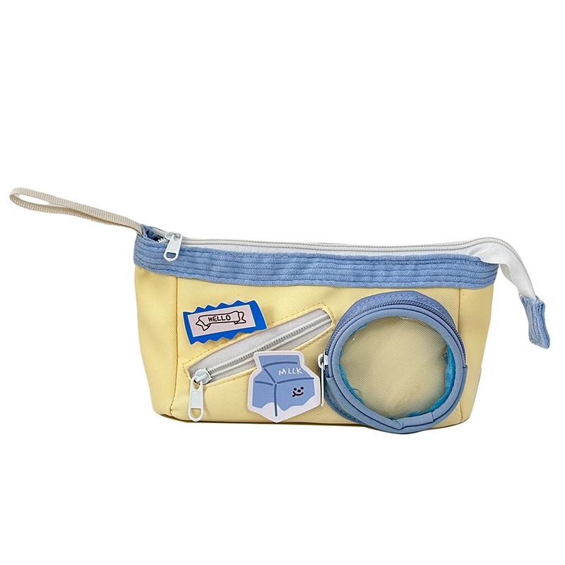 Contrasting Color High Value Large Capacity Girl Student Stationery Pencil Case Storage Bag