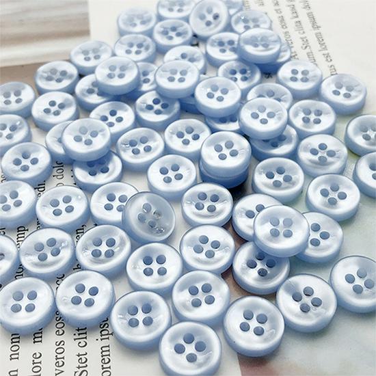 Sky Blue Handmade Unisex Shirt with Round Light Blue Buttons