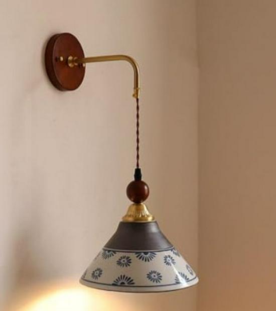Retro Japanese Brass Glazed Ceramic Pendant Light for Bedroom, Dining, Bar, or Bay Window