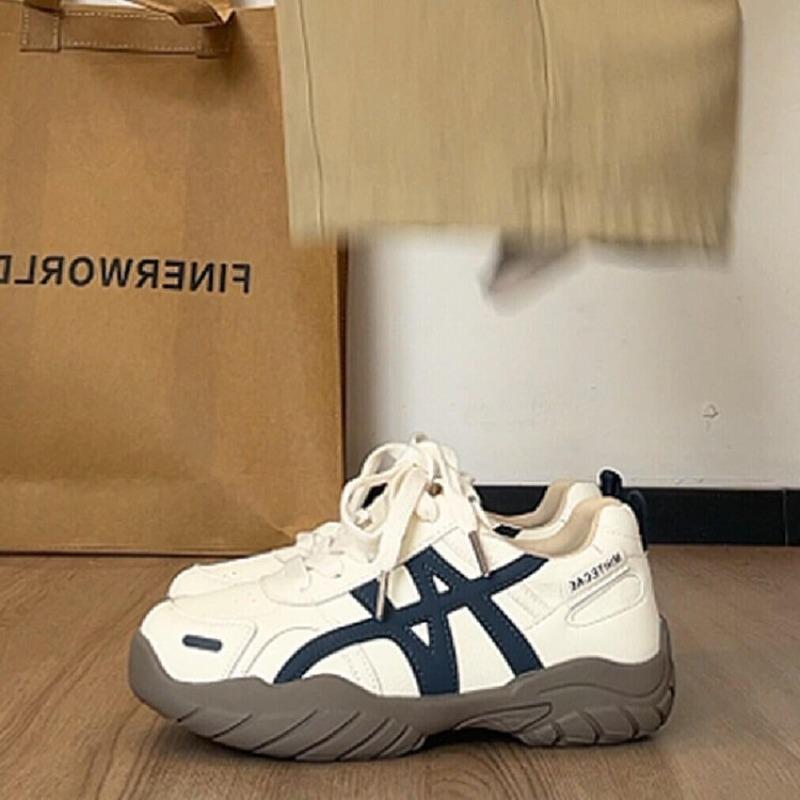 Thick Bottom Contrasting Color Splicing Inner Height Increase Women's New Retro Versatile Leisure Sports