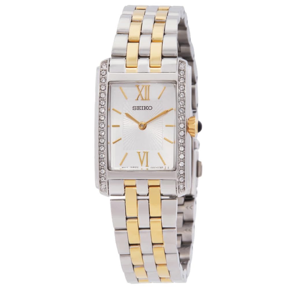 SEIKO Rectangular Quartz Watch SWR093, 34-Crystal