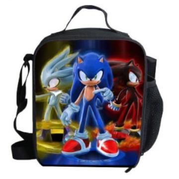 Sonic Lunch Bag Student Picnic Bag Oxford Cloth Cartoon Printed Portable Lunch Box Bag
